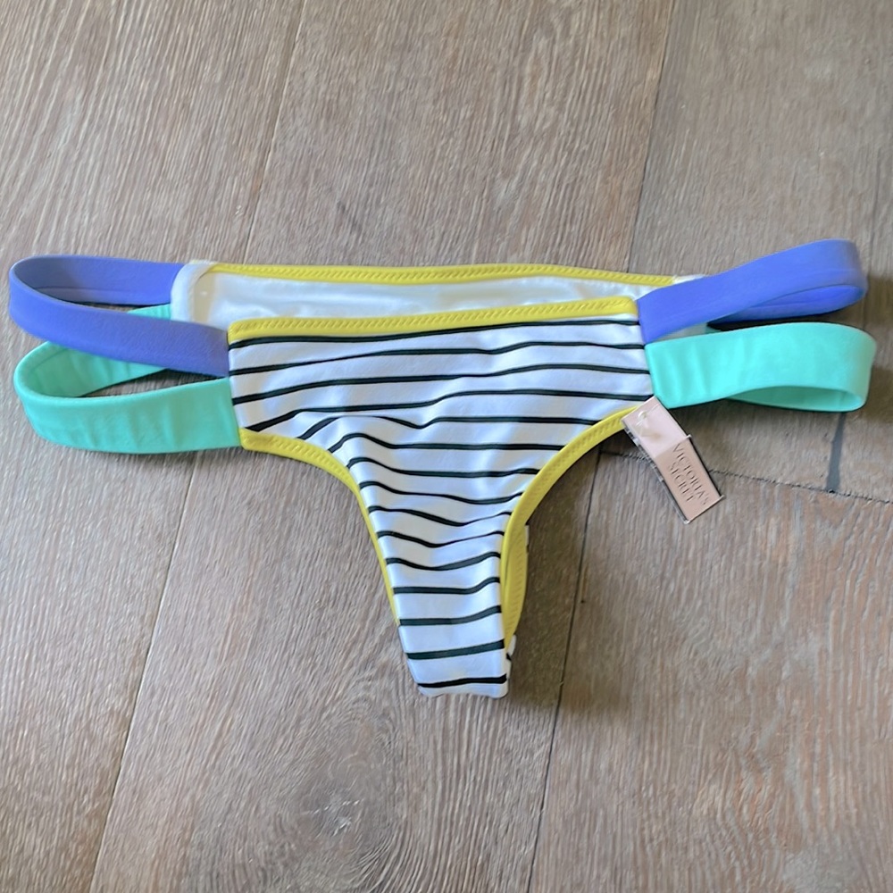 Victoria’s Secret striped Brazilian bikini bottoms. Size XSmall